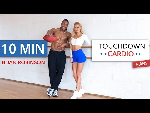 10 MIN TOUCHDOWN CARDIO with Bijan Robinson – no jumping, quick feet, calorie burner I  Bonus: Abs