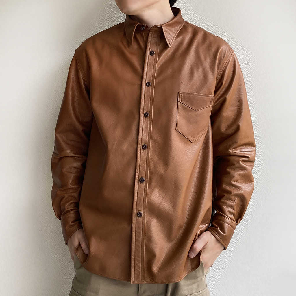 【牛革】レザー シャツ レザーシャツ – 買えるLEON