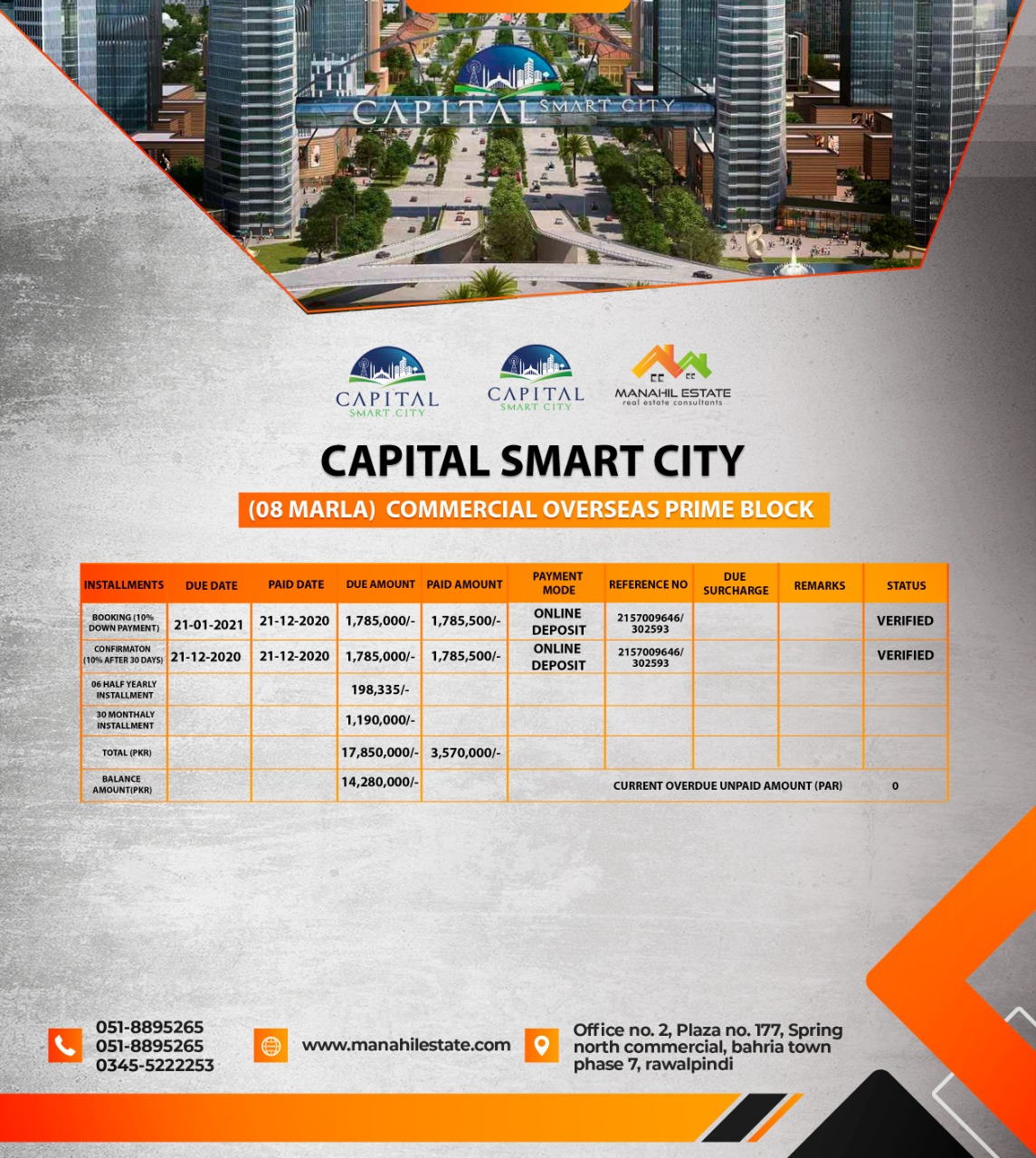 capital smart city 8 marla overseas prime payment plan