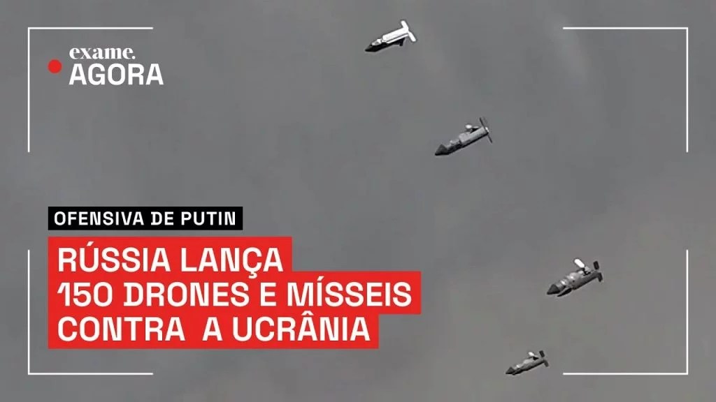 Rússia lança drones e mísseis