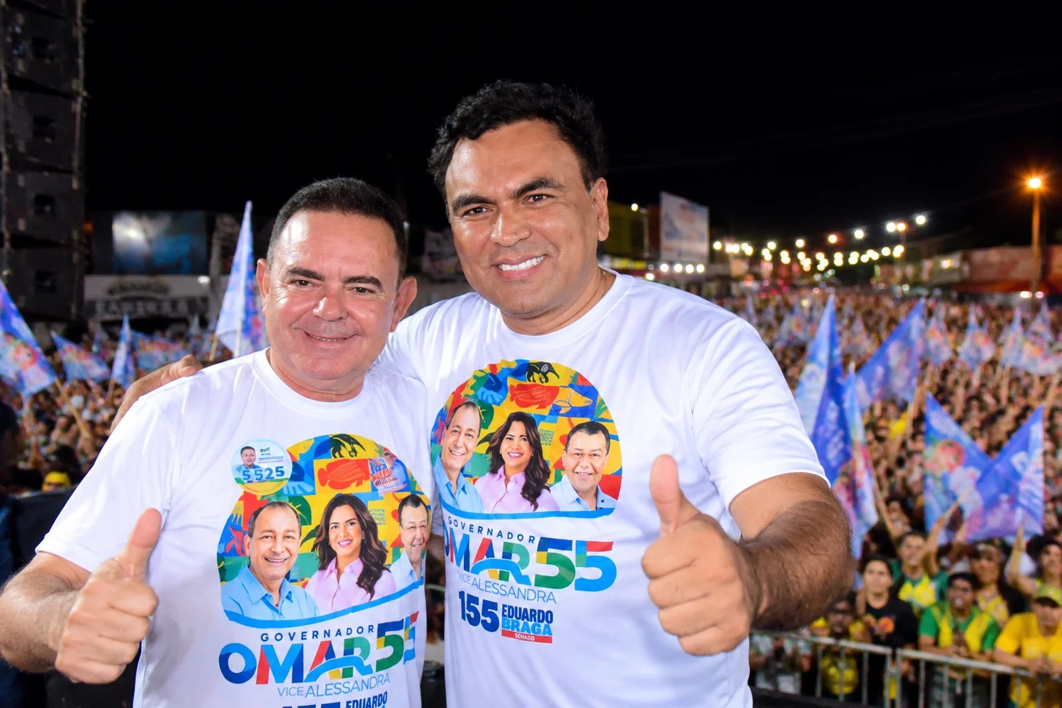 Herivâneo Seixas declara apoio a Felipe Lobo durante comício de Omar e Braga em Humaitá
