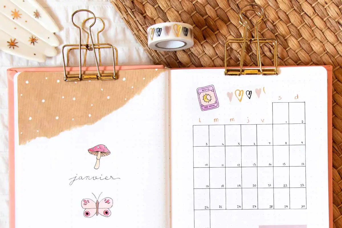 Bullet journal janvier 2022 : mes idées de mises en page
