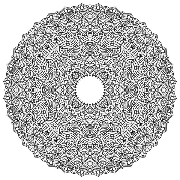 Cute Complex Advanced Mandala Coloring Page Image