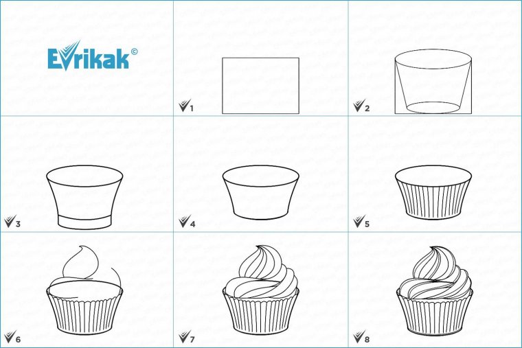 как легко нарисовать пироженку