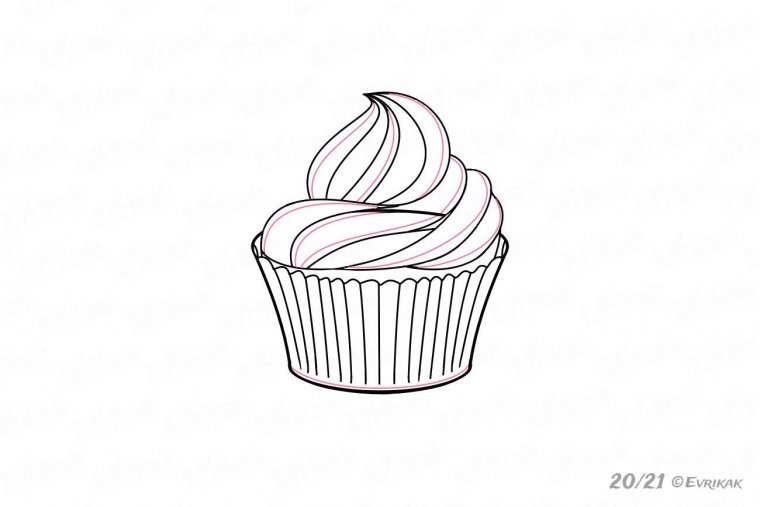 как нарисовать пирожное поэтапно