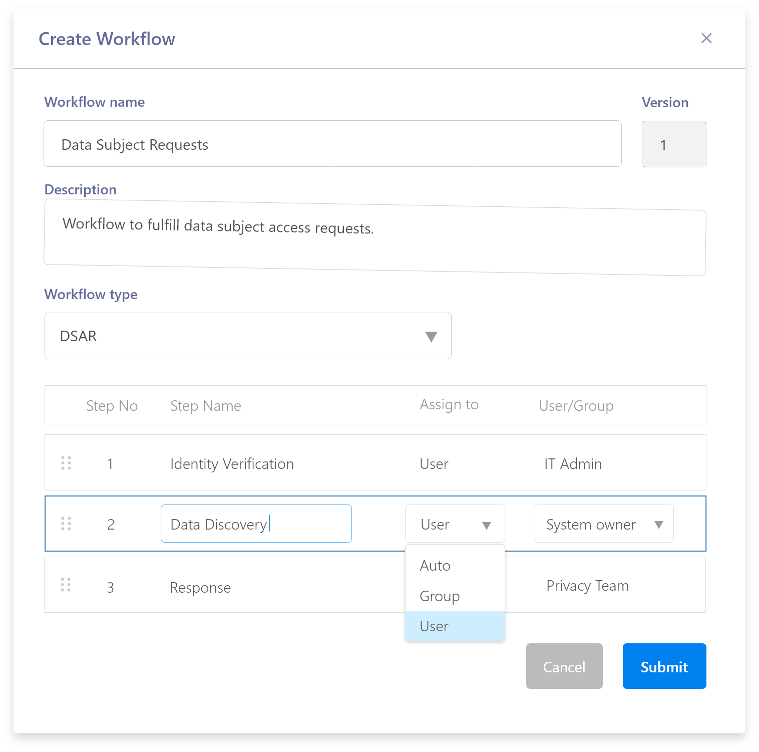 Predefined DSAR workflows or build your own - DSAR Manager - Mandatly Inc.