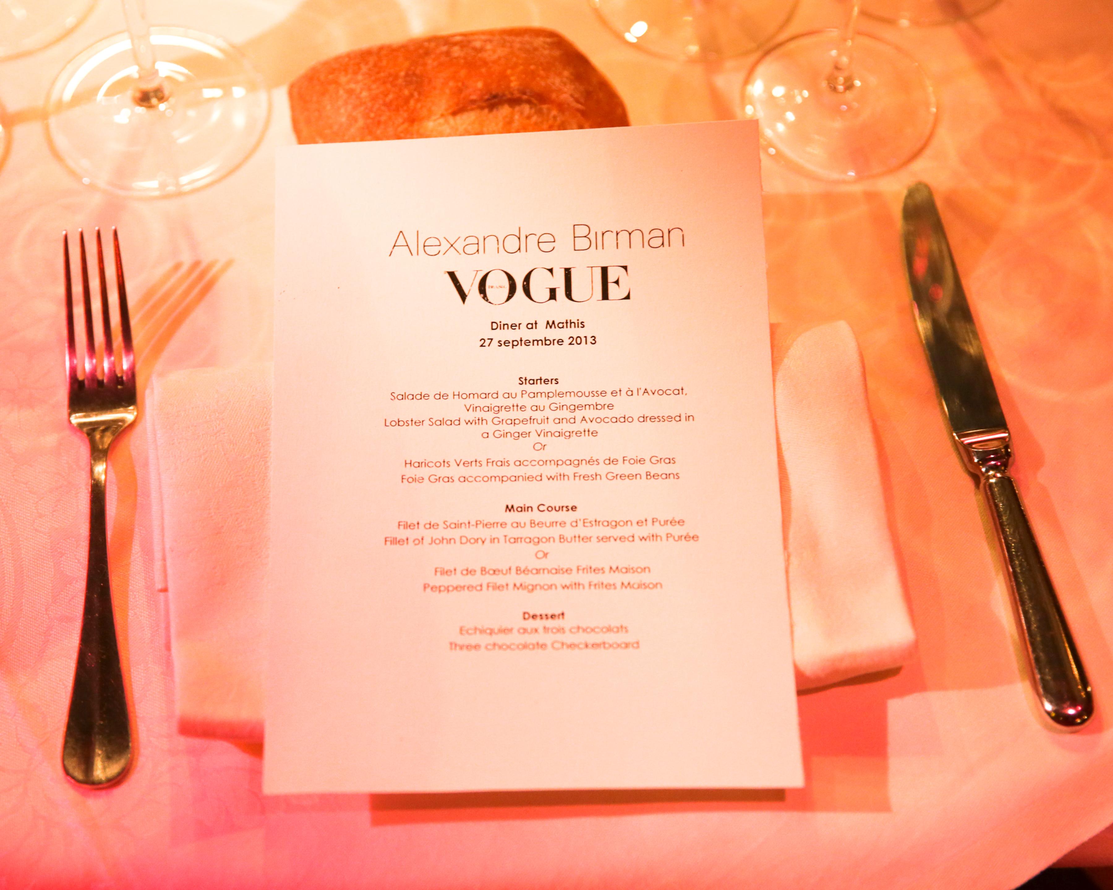 ALEXANDRE BIRMAN & VOGUE BRAZIL Private Dinner - Paris