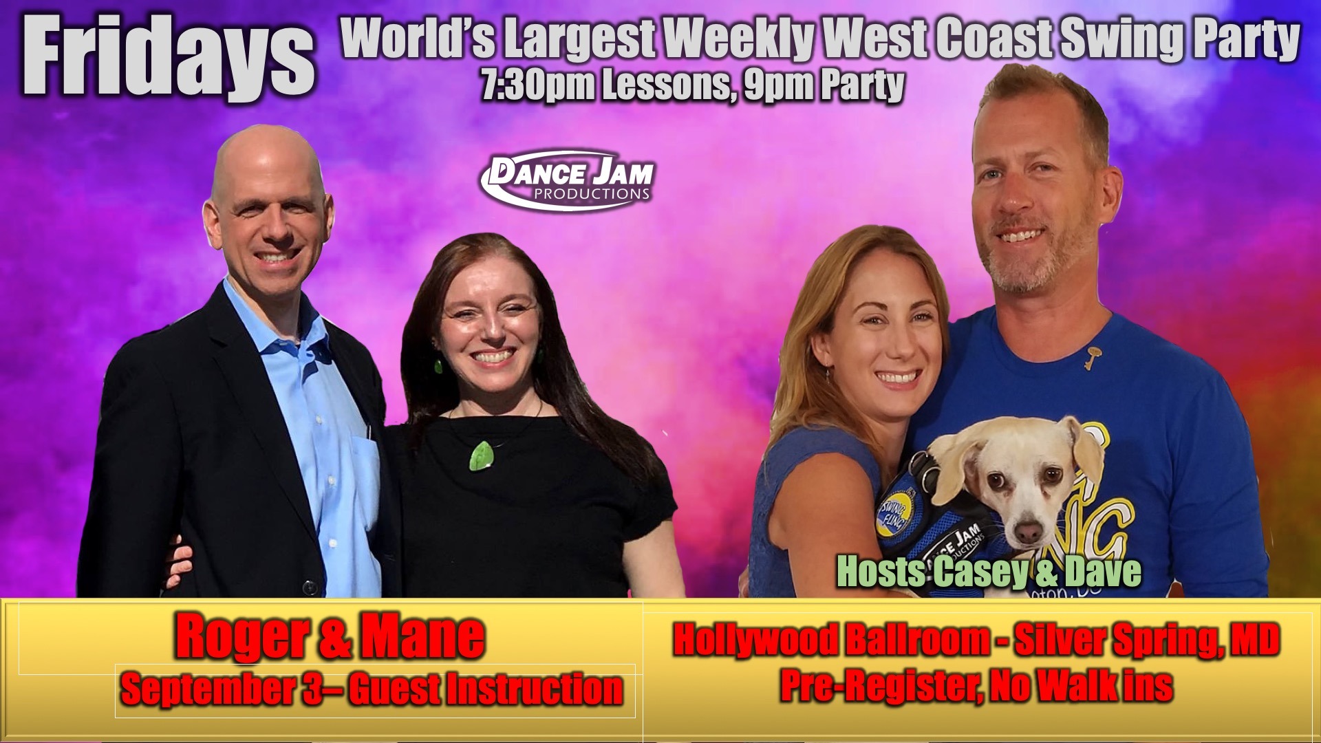 Tonight, Sept. 3, WCS at Hollywood Ballroom! Saturday, Sept. 4, 2021 WCS International Flashmob!