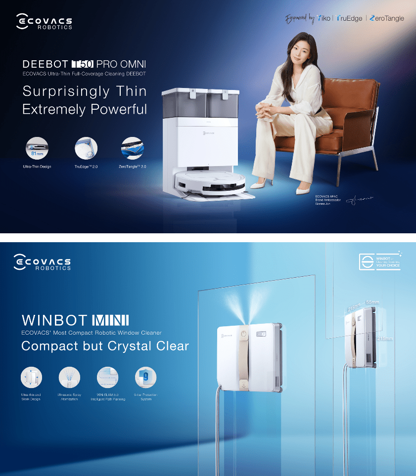 ECOVACS DEEBOT T50 PRO OMNI AND WINBOT MINI