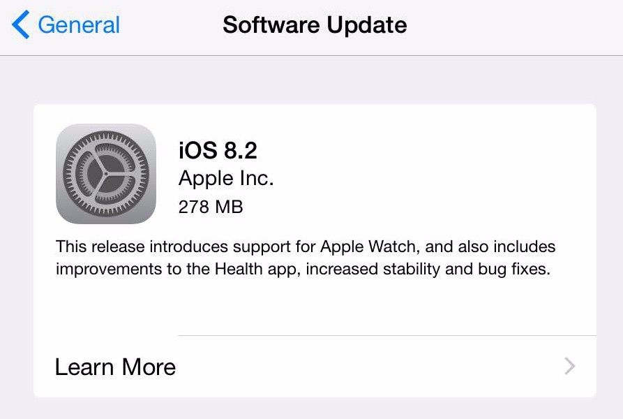 Apple iOS 8.2 Now Available For Download