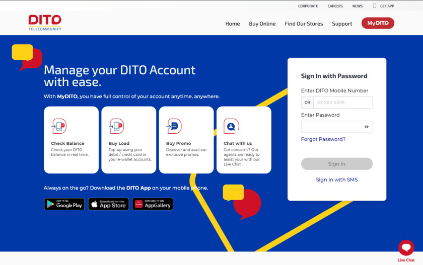 MyDITO Account At DITO Telecommunity Official Website