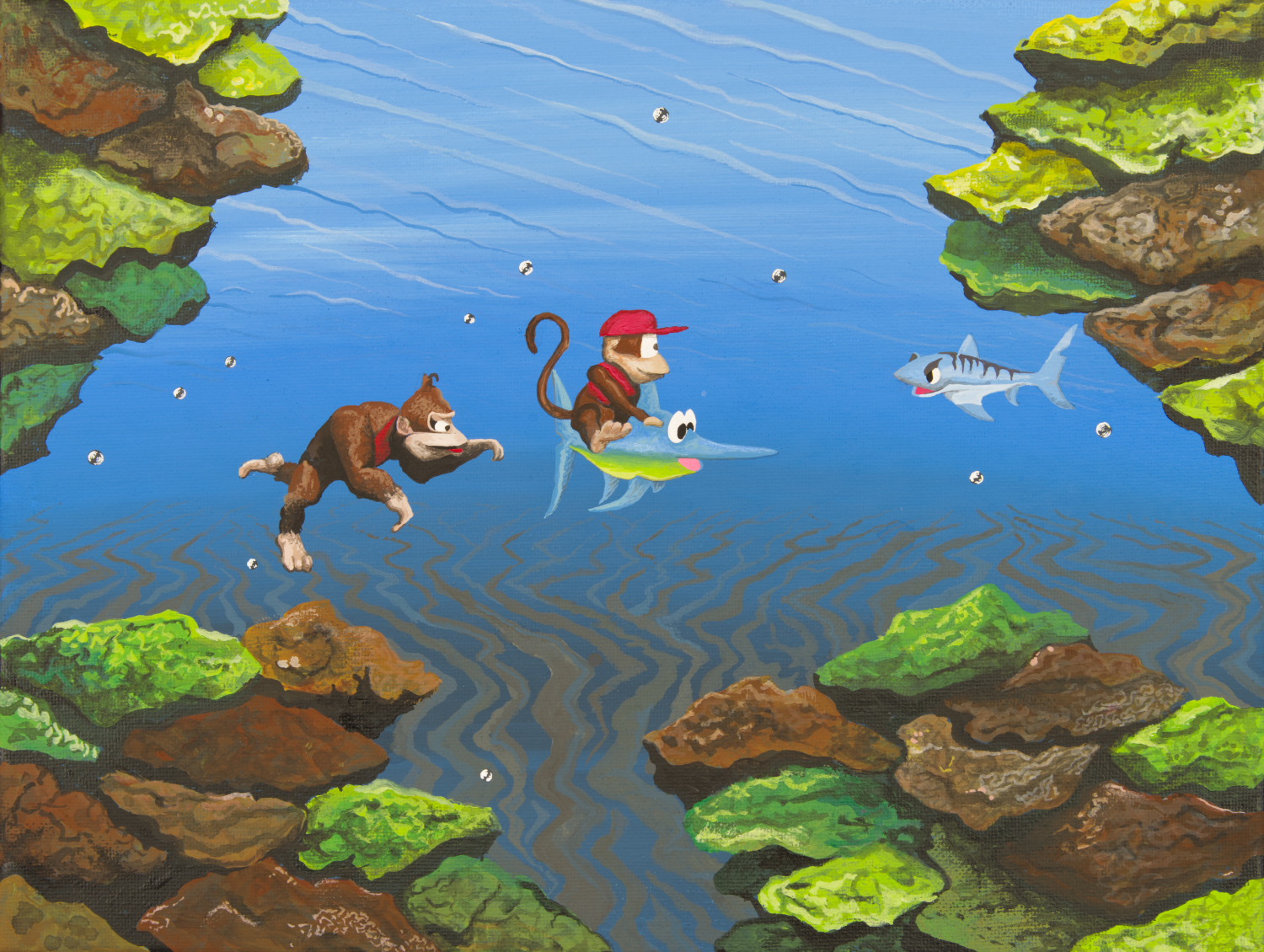 Coral Capers Donkey Kong Country, painting by Jared Thompson