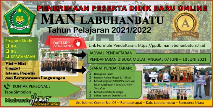Selamat datang di website man 6 tasikmalaya assalamu'alaikum wr. Informasi Penerimaan Peserta Didik Baru Man Labuhanbatu Tahun Pelajaran 2021 2022 Man Labuhan Batu