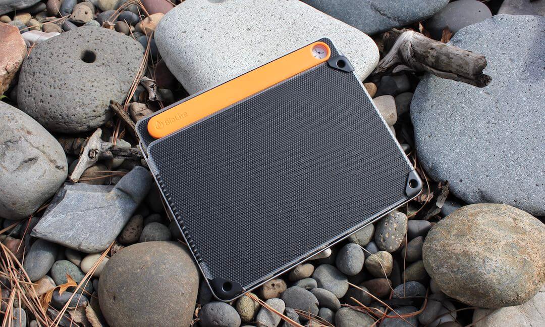 This photo shows the BioLite SolarPanel 10+ folded up.