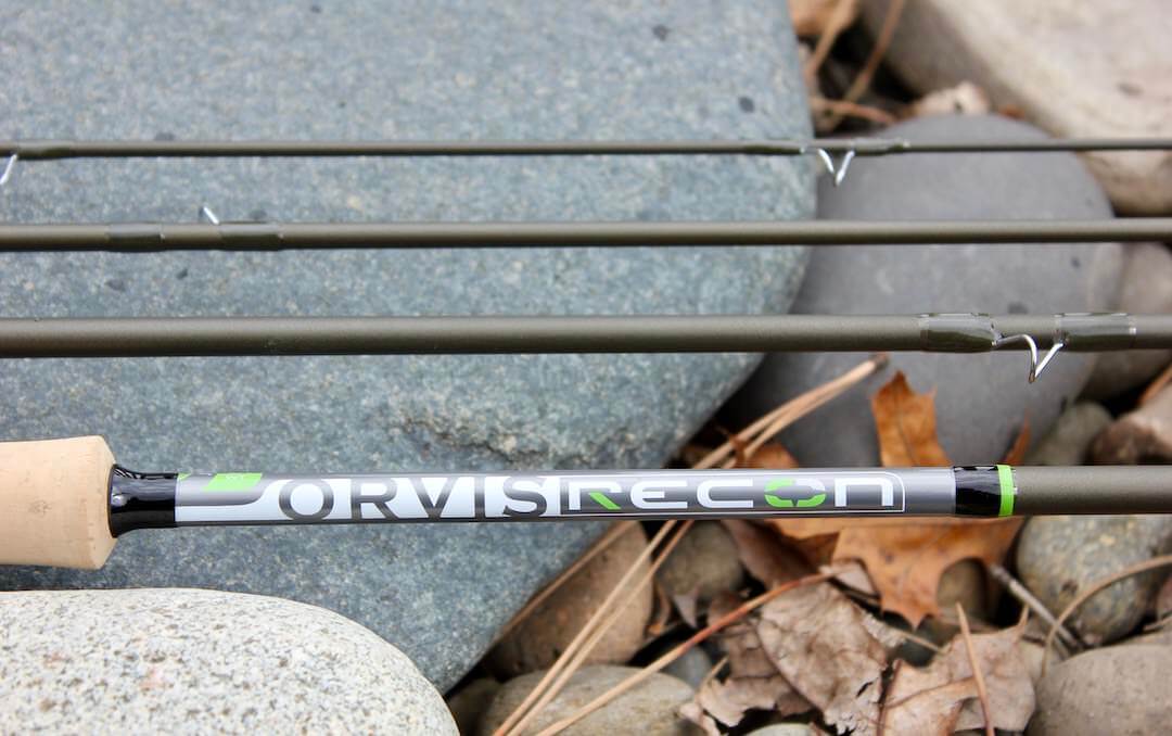 This photo shows the matte olive green rod blank on the freshwater orvis recon fly rods.