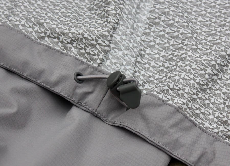 This photo shows the interior fabric on the Showers Pass Elements Jacket.
