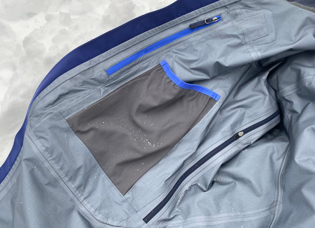 This photo shows the interior of the Objective Pro Jacket.