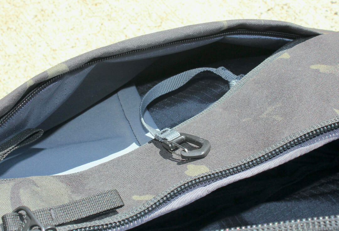 This photo shows the key clip in the Max Backpack.
