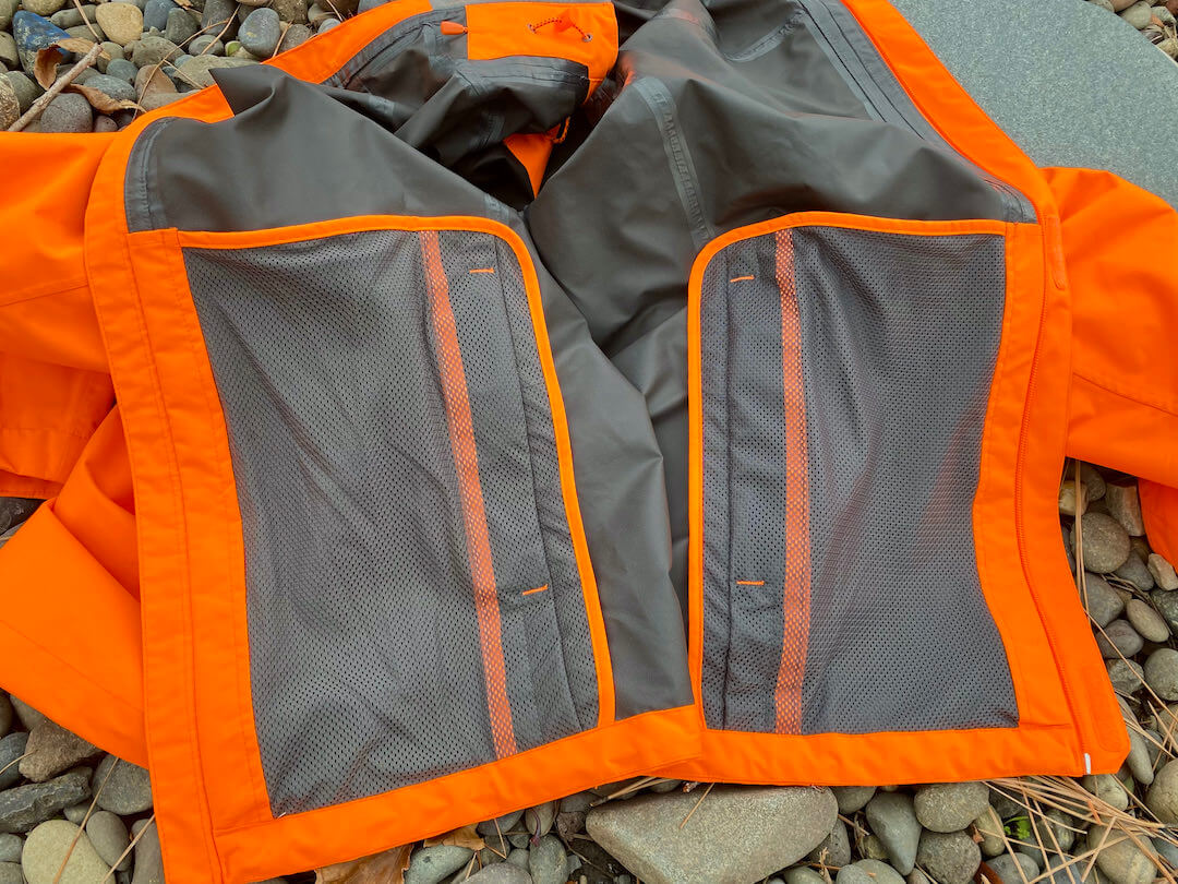This photo shows the interior mesh pockets on the L.L.Bean Northwoods Rain Jacket.
