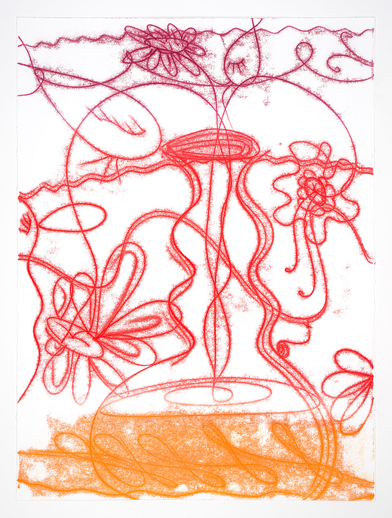 Catherine Howe: "Flower Float No. 6", 2026. Trace monotype, 30" x 22". Published by Manneken Press.