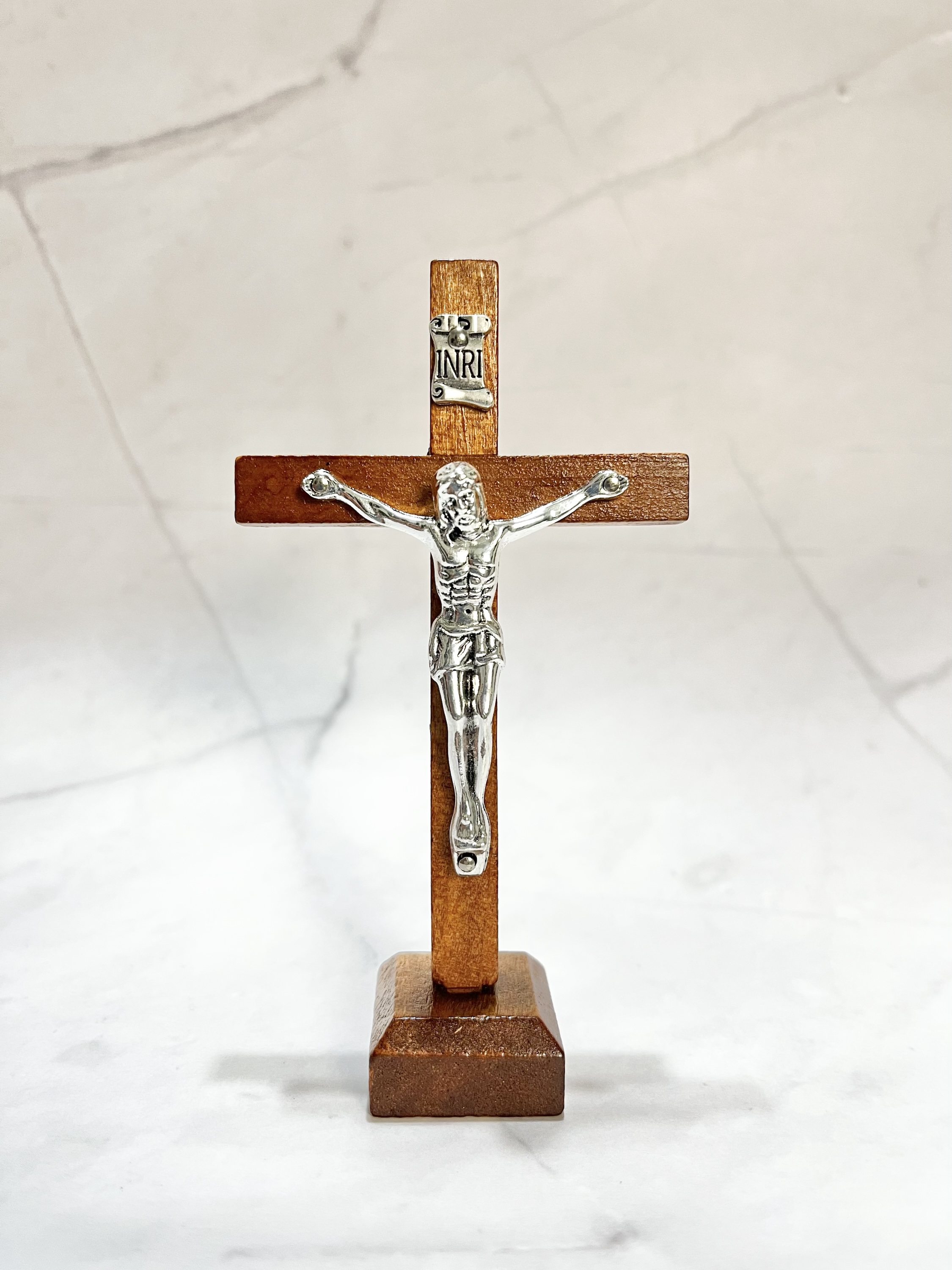 Vintage Wooden Cross with Jesus Walnut Color