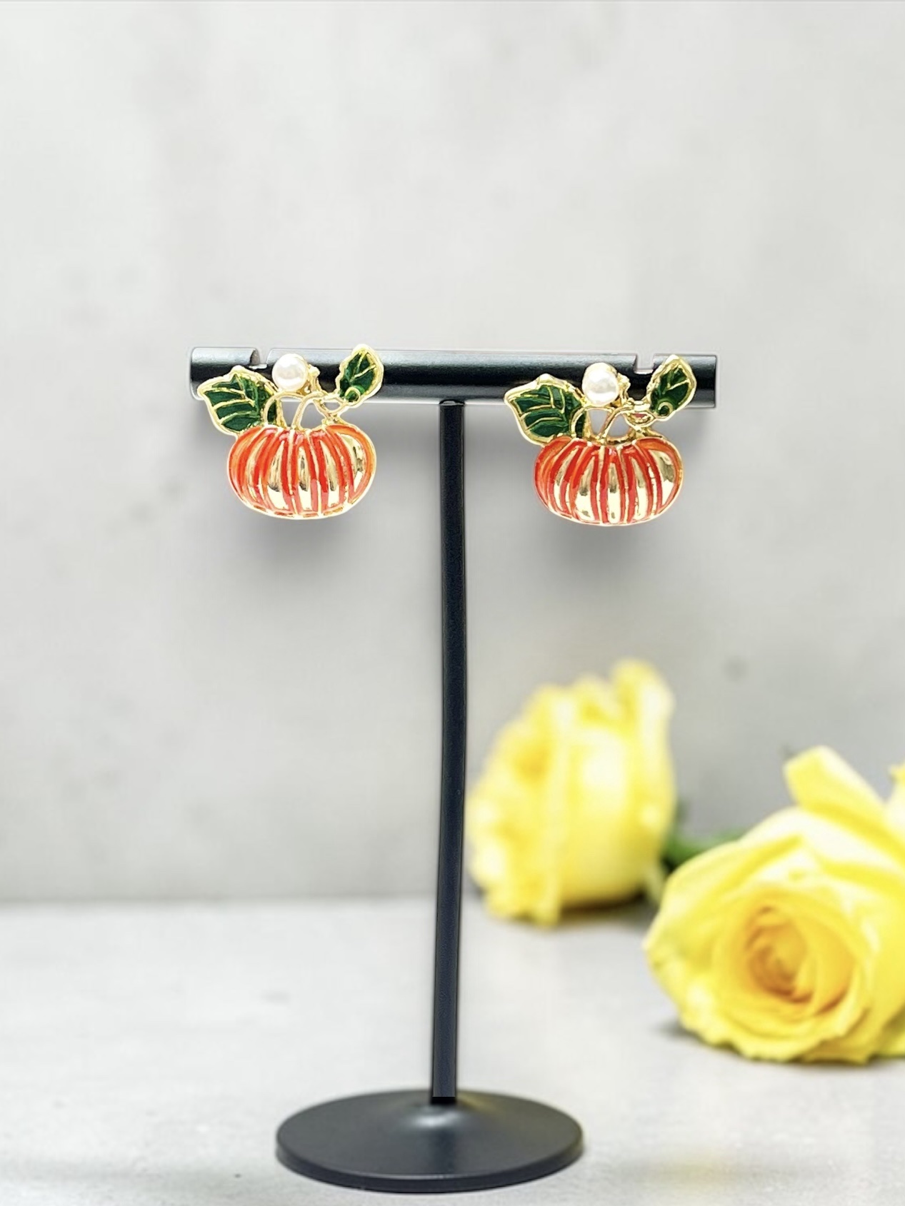 Autumn Vintage Pumpkin Stud Earrings