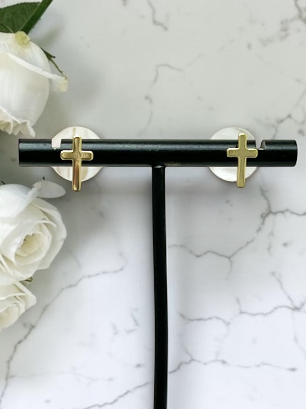 Dainty Gold Cross Studs
