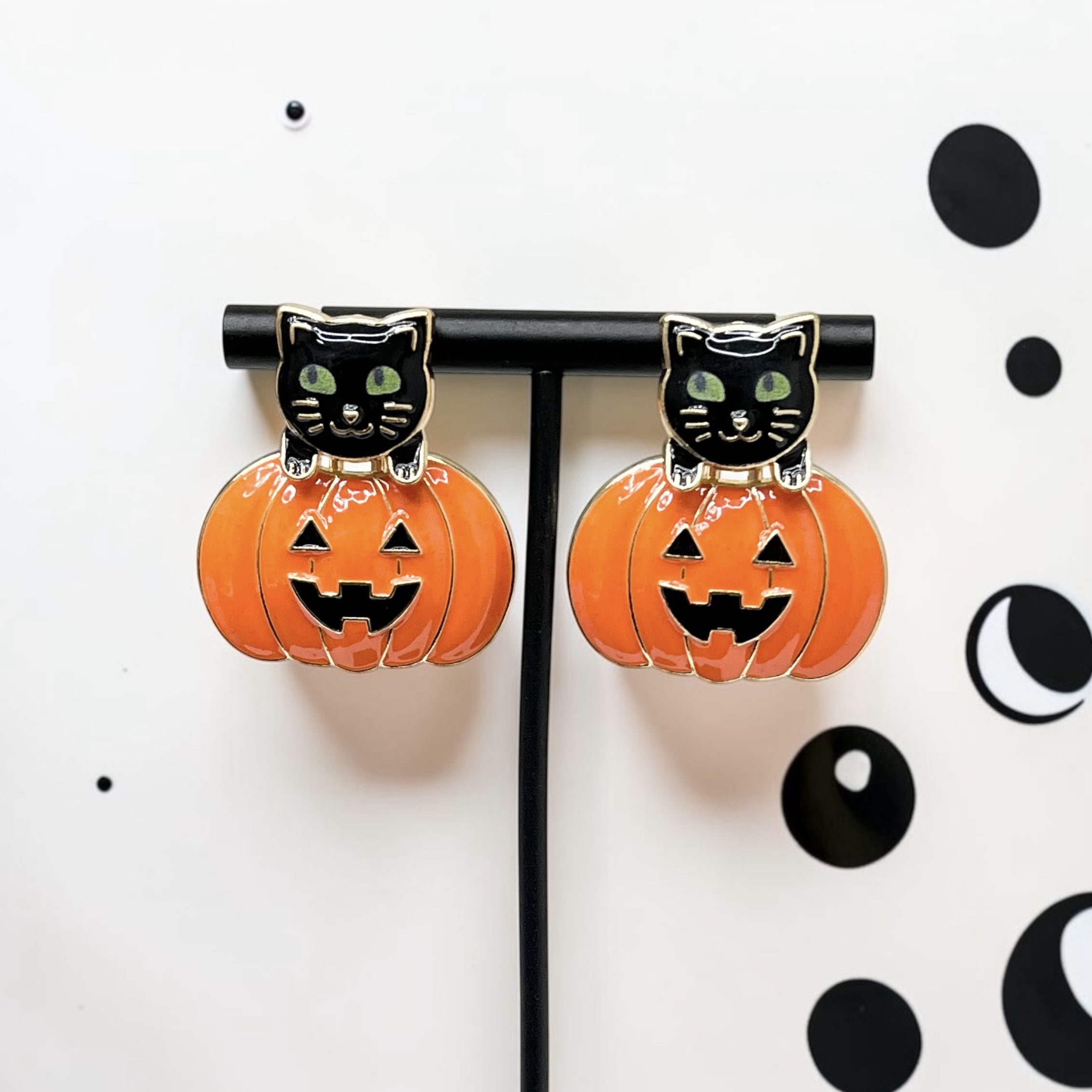 Pumpkin Kitty Gold Earrings