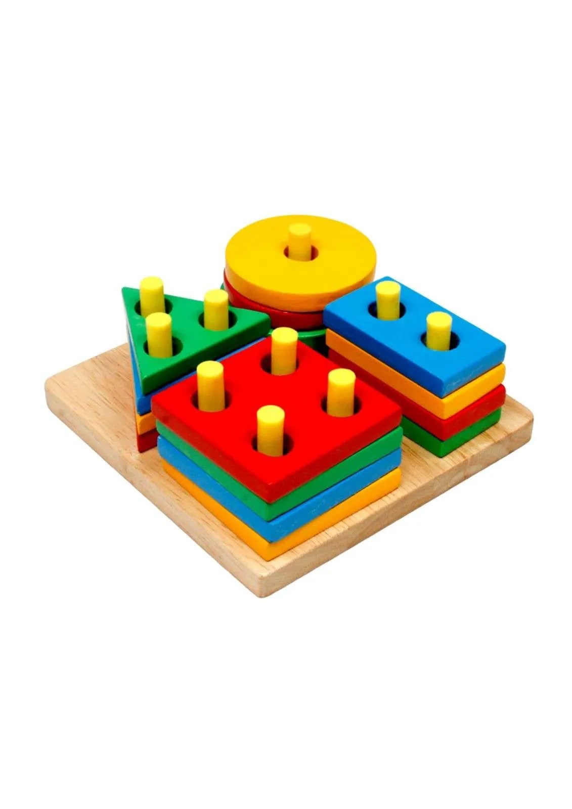 Little Genius Wood Shape and Colour Stacking Board