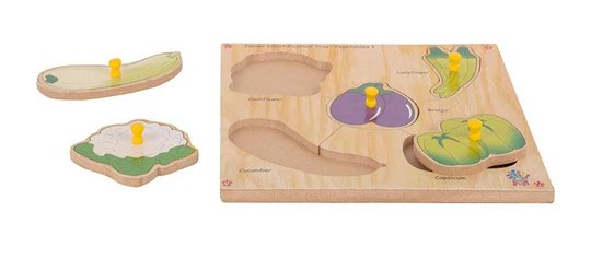 Alternative view of Age 2+ Skillofun Wooden Junior Identification Tray Vegetables I with Knobs