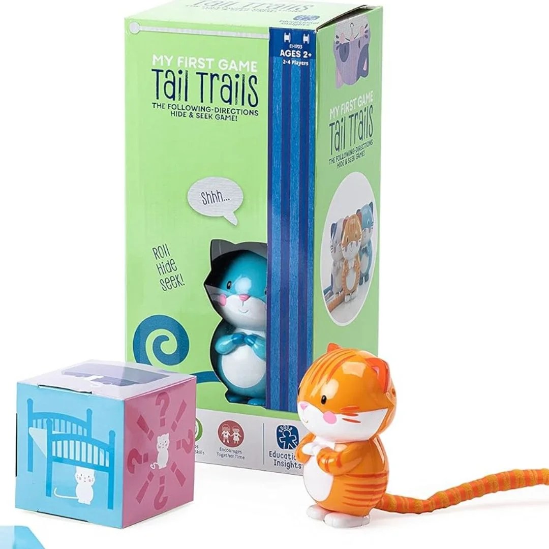Introducing Educational Insights My First Game Tail Trails, an engaging and educational board game designed specifically for children aged 3 and up. Tail Trails combines the excitement of a board game with early learning concepts, making it an ideal choice for fostering developmental skills in young players. Interactive Gameplay: Tail Trails features a colorful game board adorned with vibrant illustrations that capture children's attention and imagination. Players embark on a journey through various paths, encountering friendly animal characters along the way. The game mechanics are simple and easy to understand, ensuring that young children can participate independently or with minimal guidance. Educational Benefits: More than just a game, Tail Trails incorporates fundamental educational elements. Players practice counting skills as they move their game pieces along the path, reinforcing early math concepts in a playful manner. Additionally, the game encourages color recognition and strategic thinking as children make decisions about which paths to take. Cooperative Play: Designed for 2 to 4 players, Tail Trails promotes social interaction and cooperative play. Children learn essential social skills such as taking turns, following rules, and practicing good sportsmanship. This collaborative aspect enhances the overall learning experience and encourages positive peer interaction. Quality and Safety: Educational Insights prioritizes safety and durability in all its products. Tail Trails is crafted from high-quality materials that withstand frequent use and enthusiastic play. The game pieces are designed with rounded edges and child-safe materials, providing peace of mind for parents and caregivers. Parent and Educator Approved: Endorsed by educators and loved by parents, Tail Trails is celebrated for its ability to engage children while facilitating learning and skill development. It's an excellent choice for families, classrooms, and daycare settings looking to combine fun and educational value in one interactive game. Conclusion: In summary, Educational Insights My First Game Tail Trails offers young children aged 3 and above an enriching gaming experience that promotes cognitive development, social skills, and early academic skills. With its colorful design, educational content, and emphasis on cooperative play, Tail Trails captivates young players and supports their growth in a fun and meaningful way. Whether played at home or in educational settings, this game encourages learning through play and provides hours of entertainment for young learners.