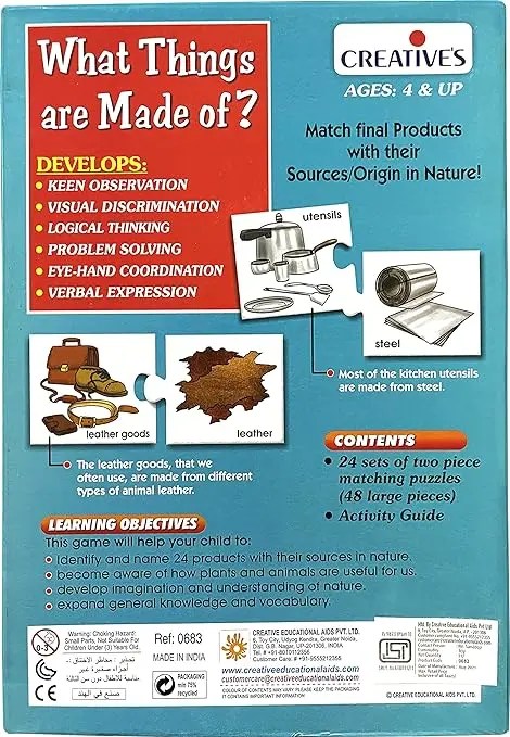 Age 4 - 6 years Creative What Things Are Made Of Card Game 48 Pieces