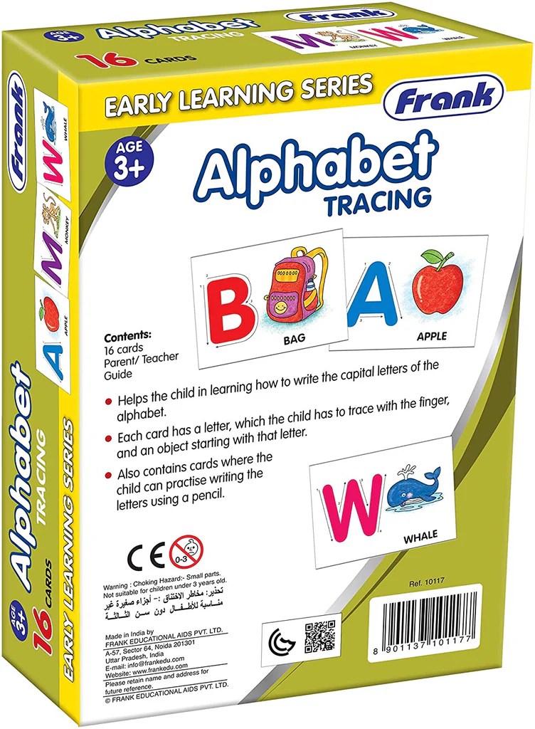 Alternative view of Age 3+ Frank Alphabet Tracing – 16 Double-Sided Cards Set with Images