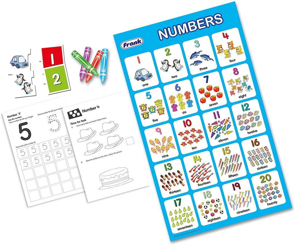 Alternative view of Age 3+ Frank Numbers Kit 20 Self-Correcting 2-Piece Puzzles,1 Poster, 20 Double Sided Activity Sheets, 12 Crayons & 1 Pencil