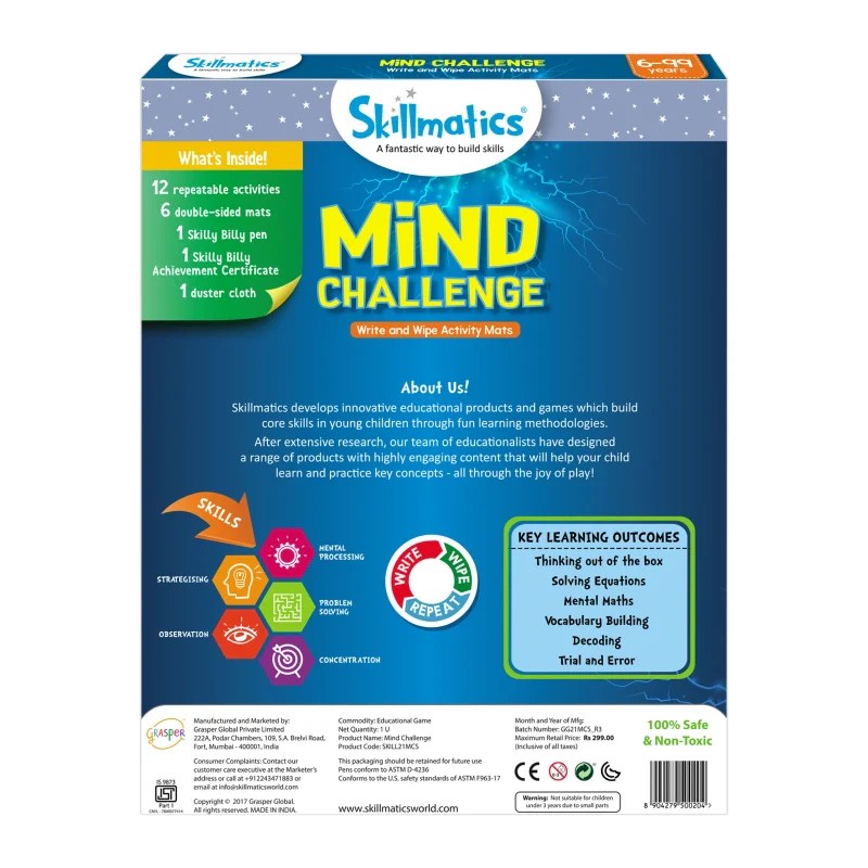 Alternative view of Age 6+ Skillmatics Mind Challenge | Reusable Activity Mats with Dry Erase Marker