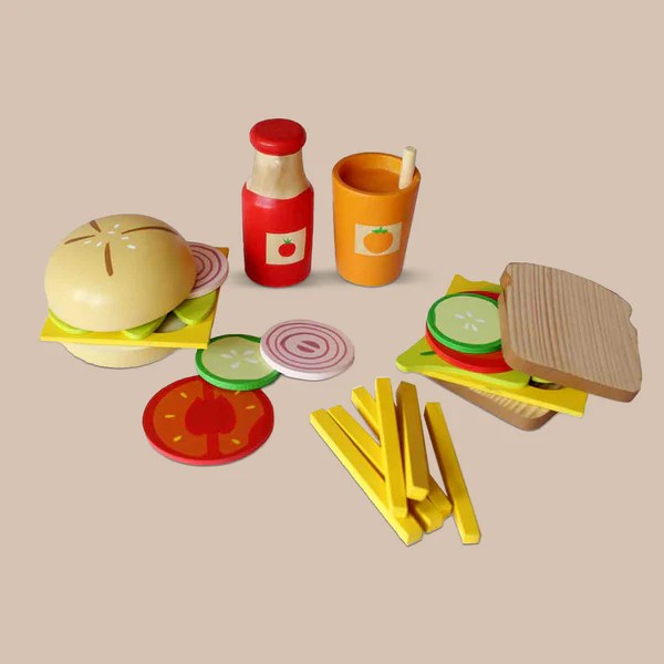 Wooden Sandwich and Burger Cooking Set