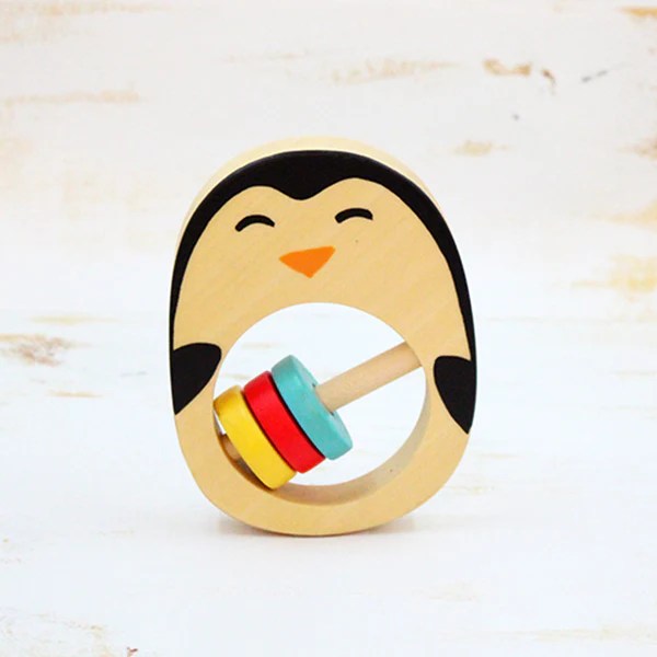 Wooden Penguin Rattle Toy