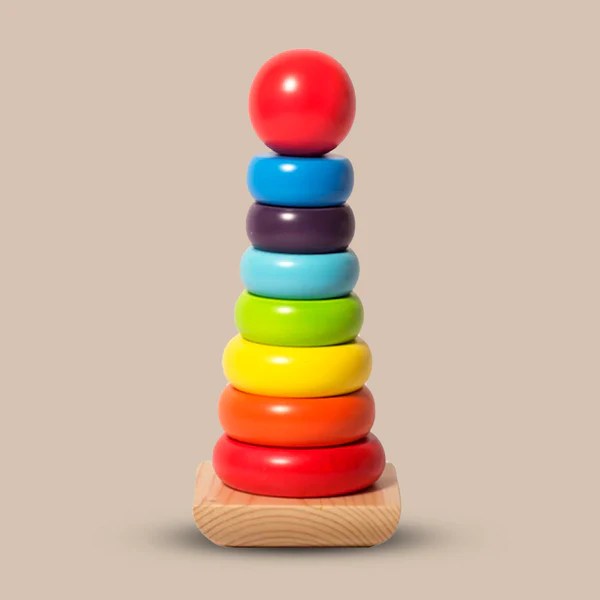 Age 1+ Shumee Wooden Rainbow Stacker Rings Toy