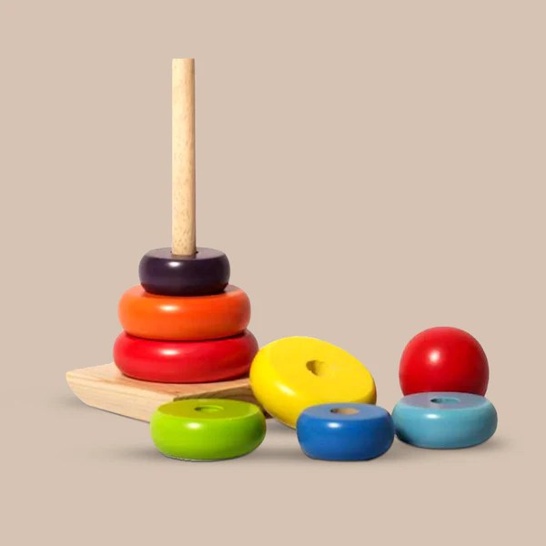 Alternative view of Age 1+ Shumee Wooden Rainbow Stacker Rings Toy