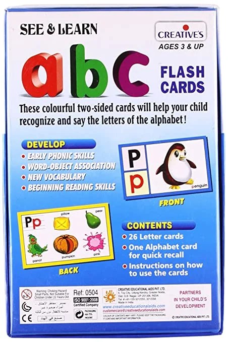 Alternative view of Age 3+ Creative's See and Learn ABC Flash Cards | Early Learning Alphabet Flash Cards | 26 Letter Cards | Alphabet with Picture Cards | Montessori Toys & Games, Preschool Learning