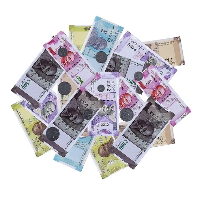 Alternative view of Dummy Indian currency notes 10, 20, 50, 100, 200, 500,2000