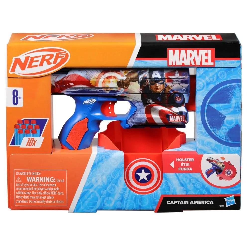 Age 8+ Nerf Marvel Captain America Dart Blaster