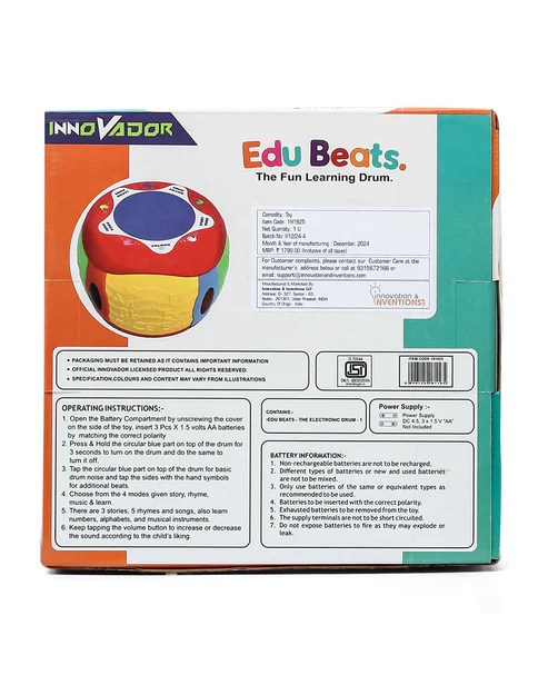 Alternative view of Age 12M+ Innovador Edu Beats-Musical Toy-Fun Learning Drum With Learn Rhyme & Music Modes