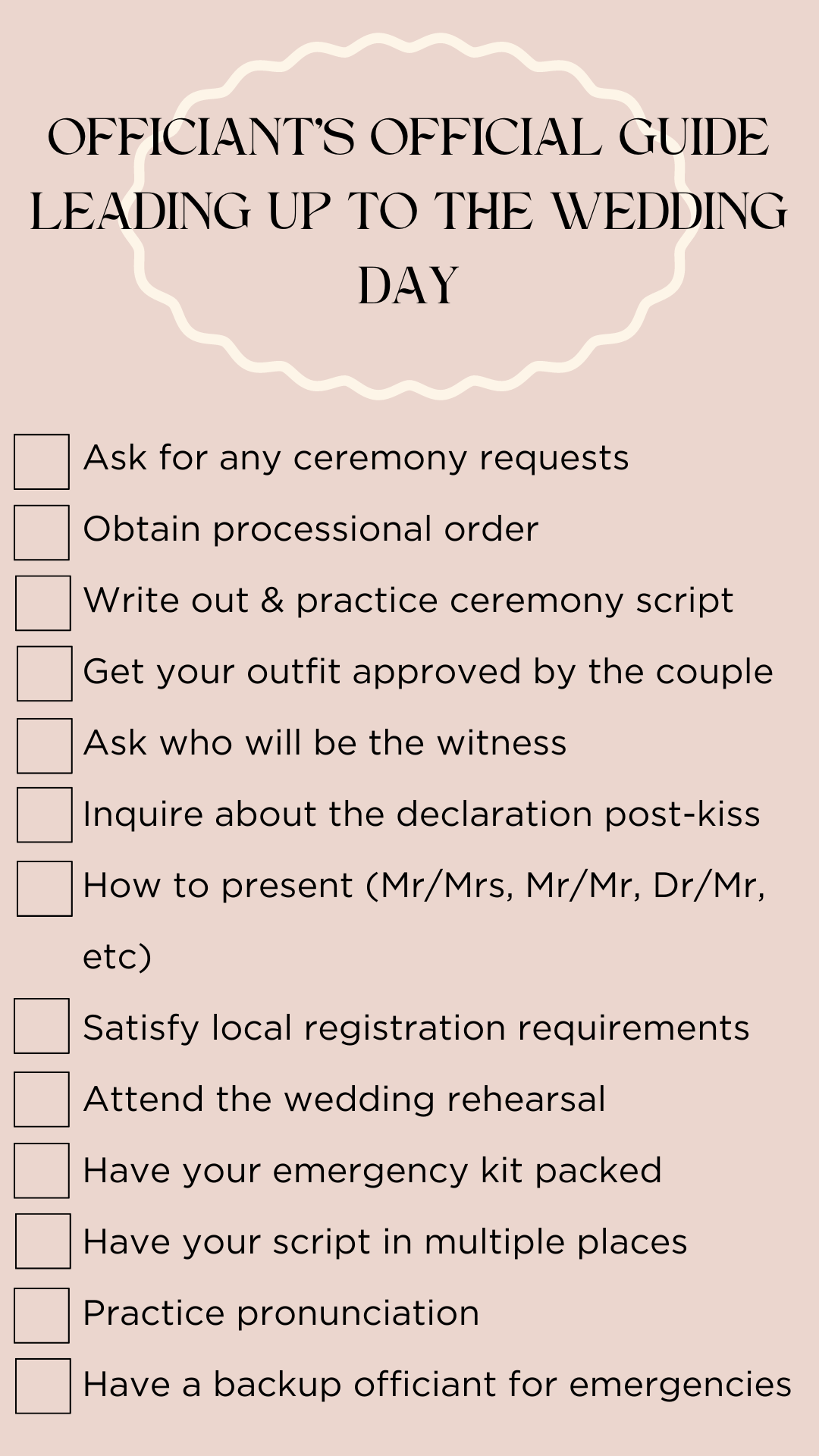 Wedding officiant checklist