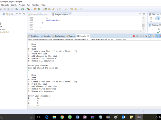 File IntegerList.java contains a Java class representing a list of integers Solution