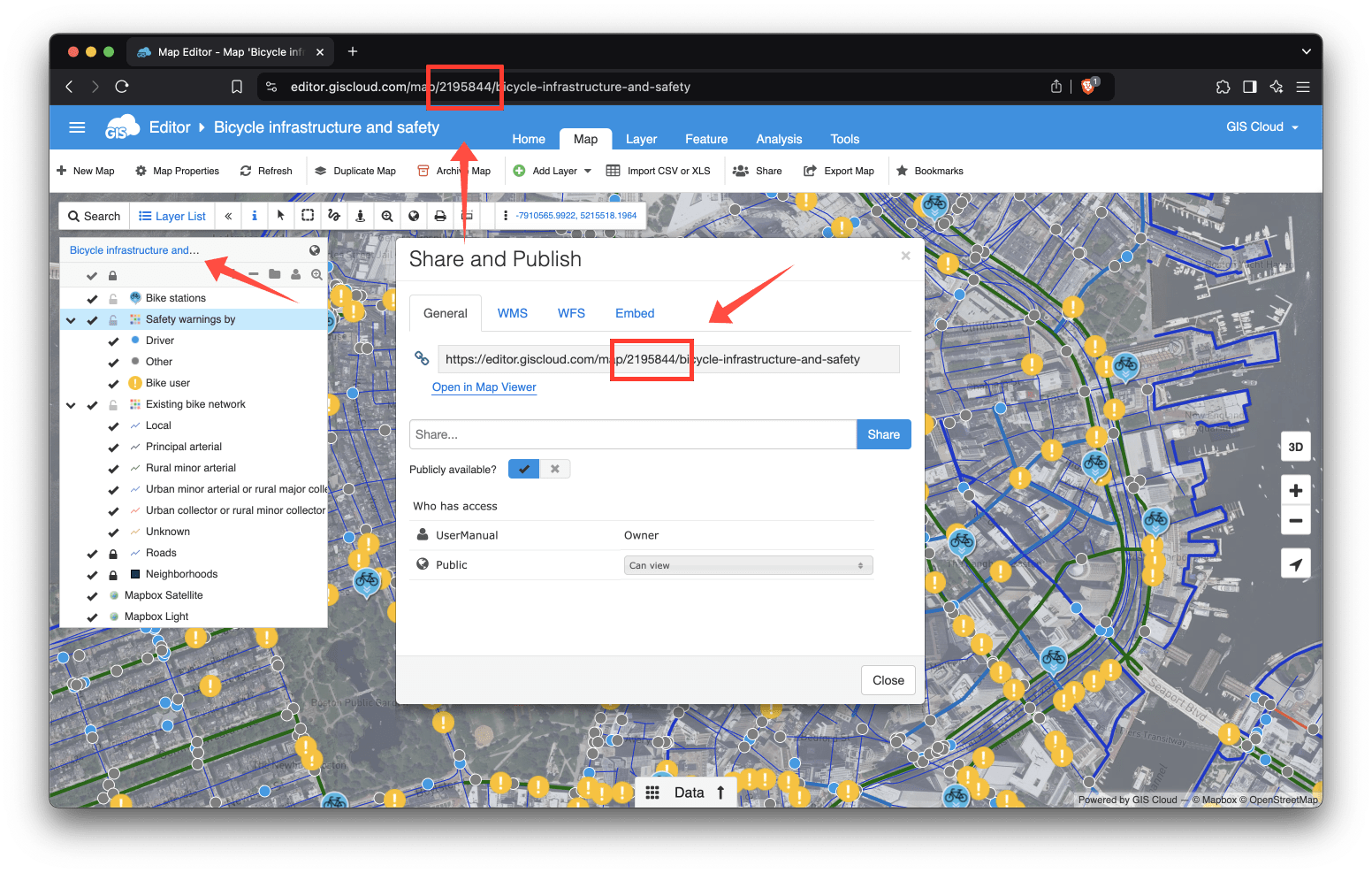 How To Find The Map And Layer IDs GIS Cloud Learning Center Map Id Location 