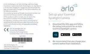 Follow the arlo app instructions to set up your smarthub or base station and. User Manual Arlo Vmc2030 100nas Essential Spotlight Camera Manualsfile