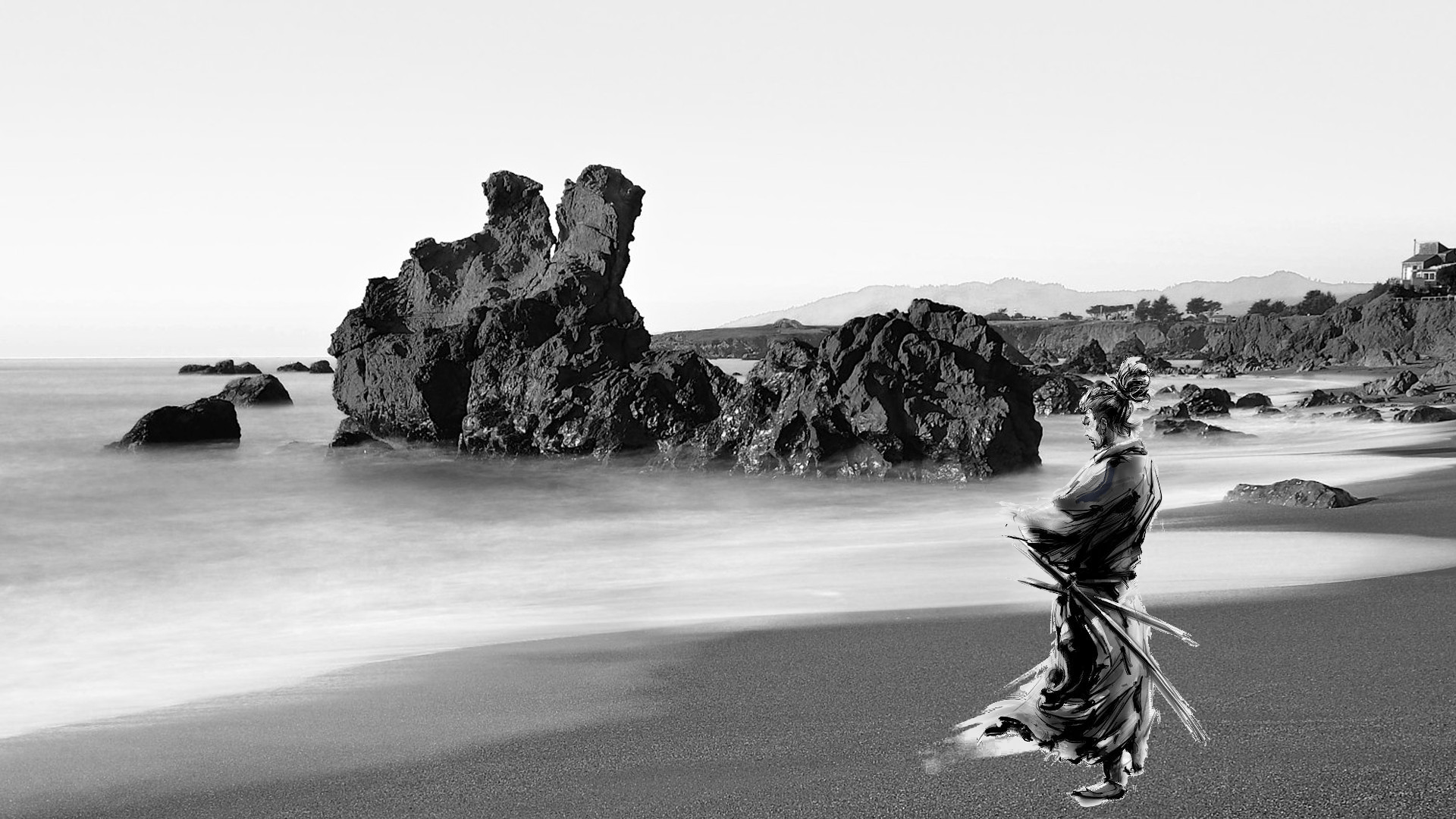samurai en la playa