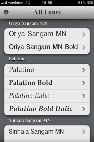 Typefaces App: tipografías por familia y estilos