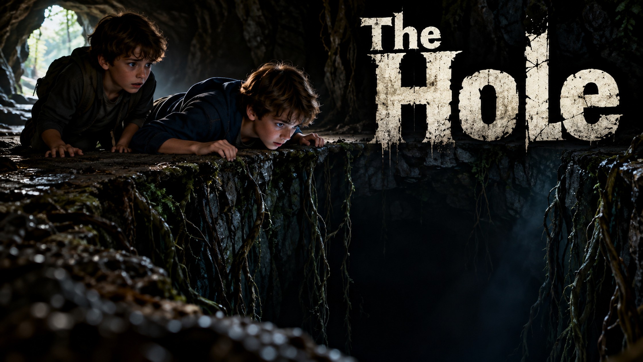 The Hole – two boys looking into a mysterious hole inside a cave